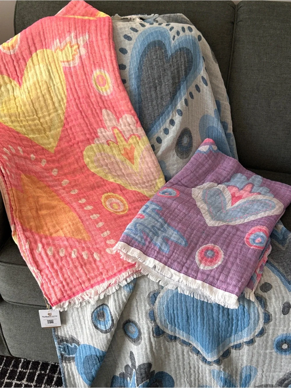 Hippie Hearts 2 Side FLiPSiDE Festival Blanket Towel Wrap NEW
